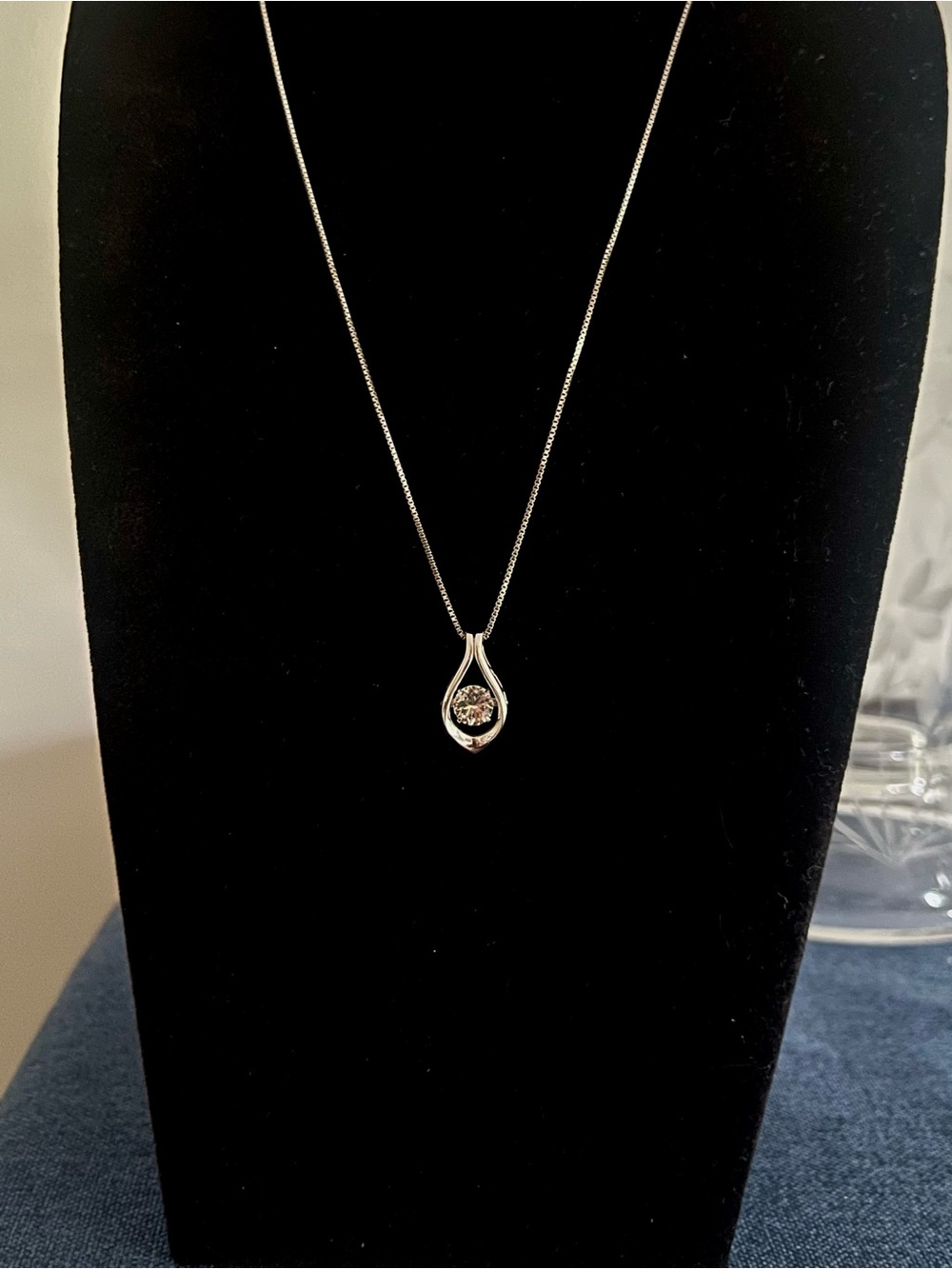 OTC Floating Diamond Simulated Solitaire Sterling Silver Pendant Necklace 18” - Picture 7 of 15